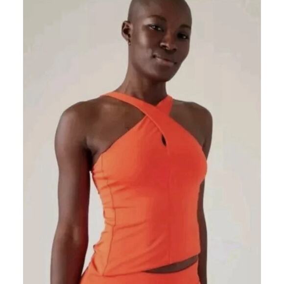 NWT ATHLETA Size XS Crossed Tankini Swim Top Vermillion Orange Red - Picture 5 of 9